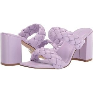 Mskilder Womens Braided Heeled Sandals Lavender Purple Square Toe Block Heel 7